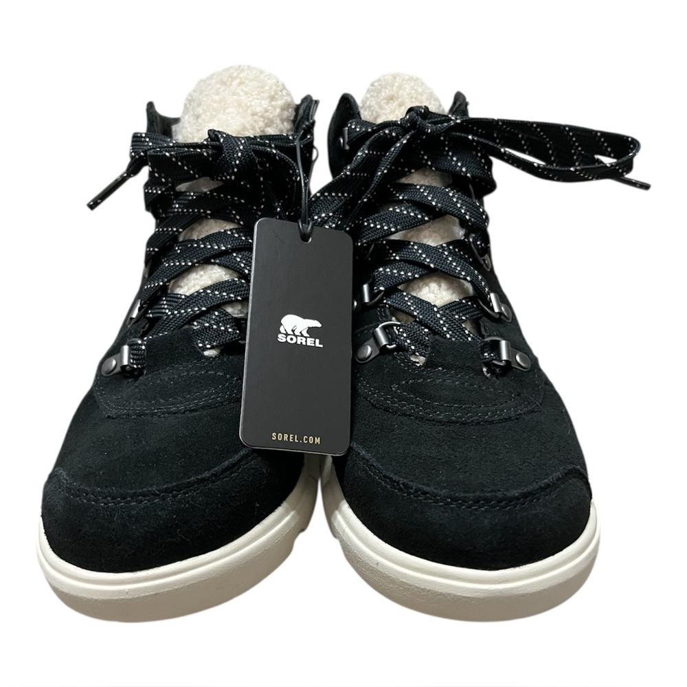 Sorel Explorer Shearling Trim Waterproof women’s  Hiking Boot In Black Sz 9 New